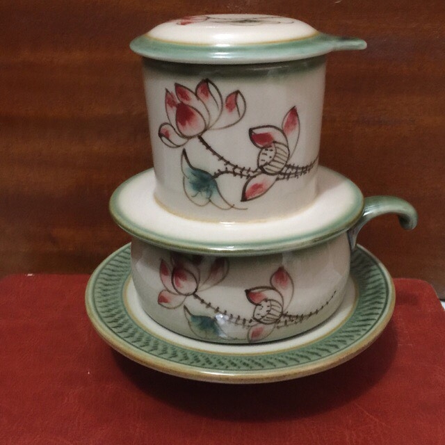 Hand-painted ceramic coffee filter set - Premium Authentic Bat Trang ceramics