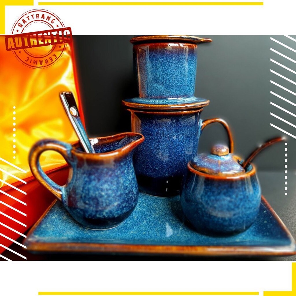 UNIQUE AND MEANING COFFEE GIFT SET (S1) - GIA OANH AUTHENTIC BAT TRANG CERAMICS WORKSHOP