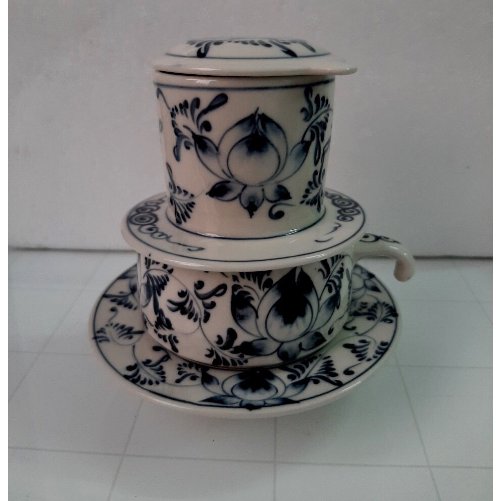 Quality to every drop of coffee - High quality Bat Trang ceramic filter coffee set, 100% hand-painted product