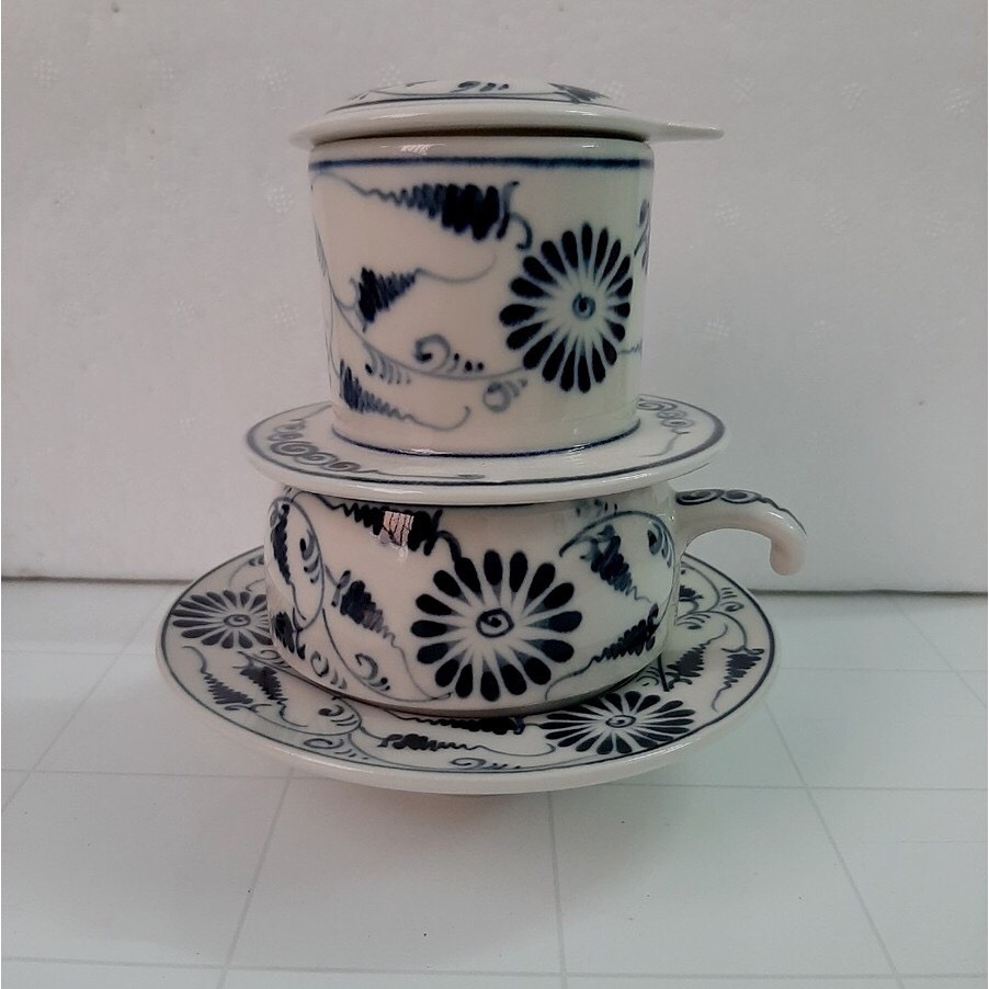 Quality to every drop of coffee - High quality Bat Trang ceramic filter coffee set, 100% hand-painted product