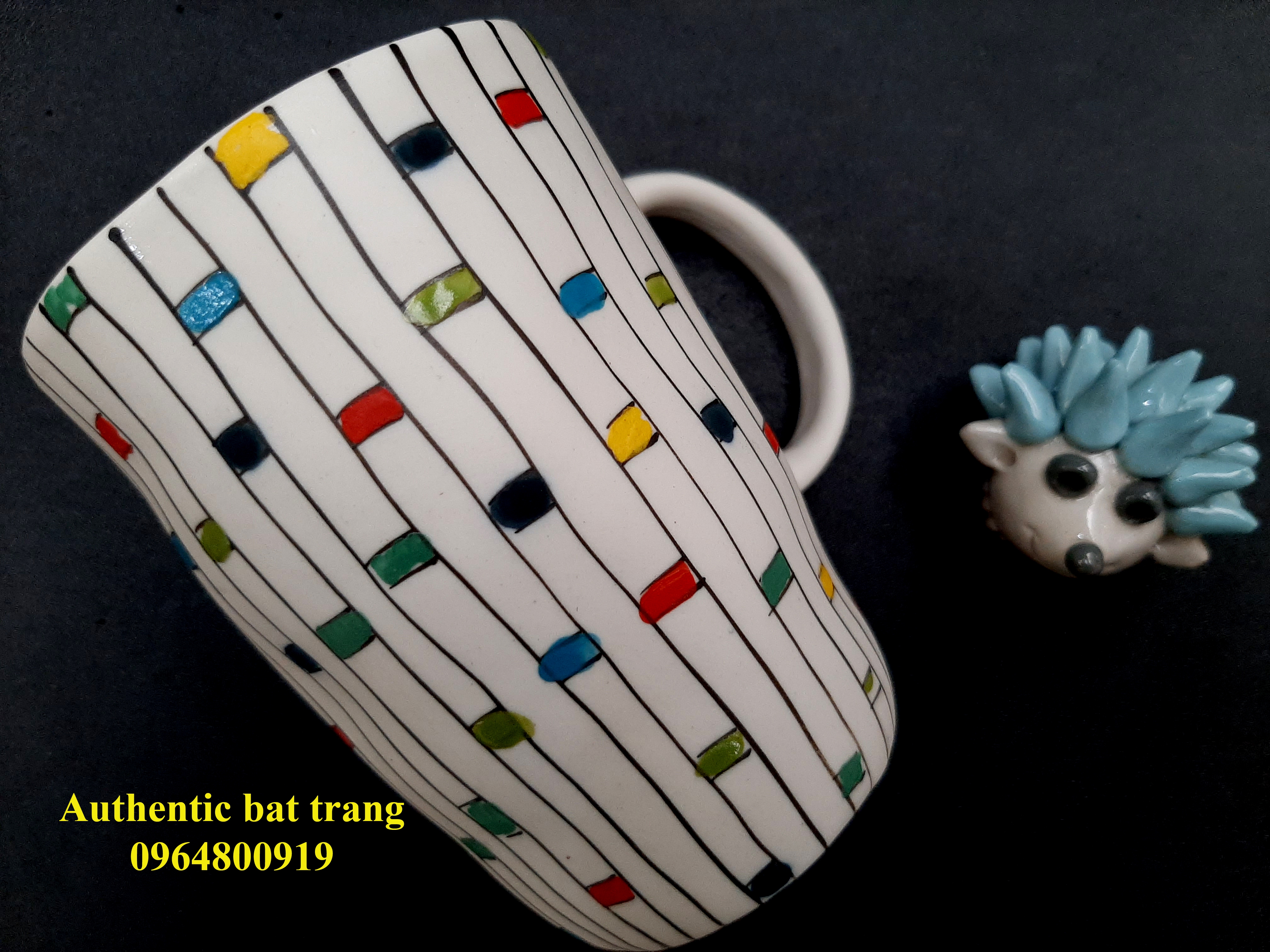 bat trang hand painted cups/ cốc  kẻ ô vẽ tay sản xuất tại bát tràng