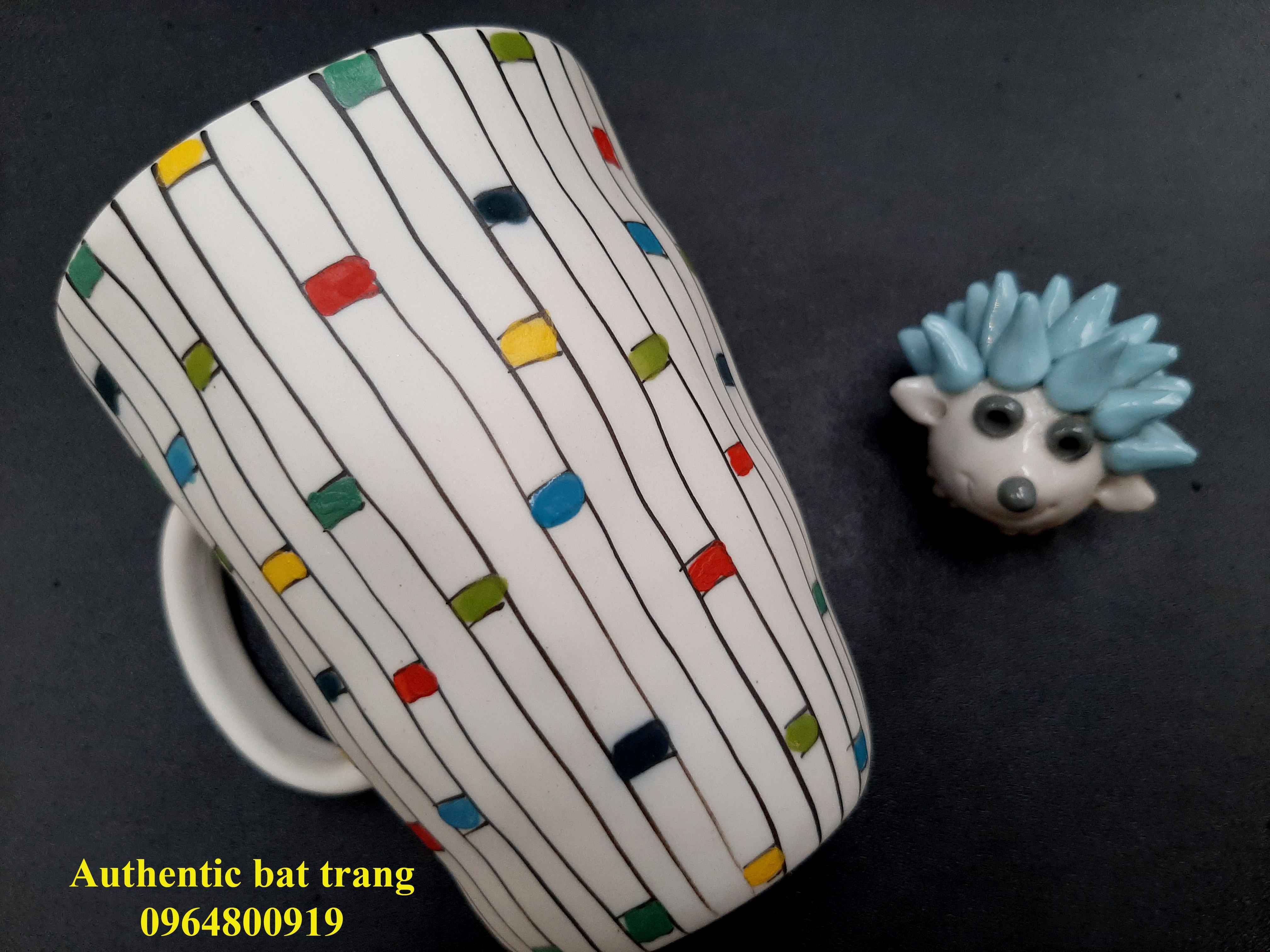 bat trang hand painted cups/ cốc  kẻ ô vẽ tay sản xuất tại bát tràng