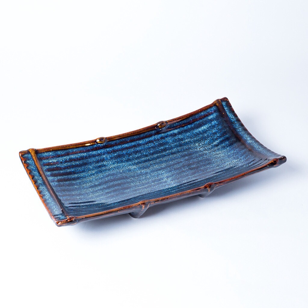 Unique dining plate High-class blue enamel- made at the authentic Bat Trang ceramics factory