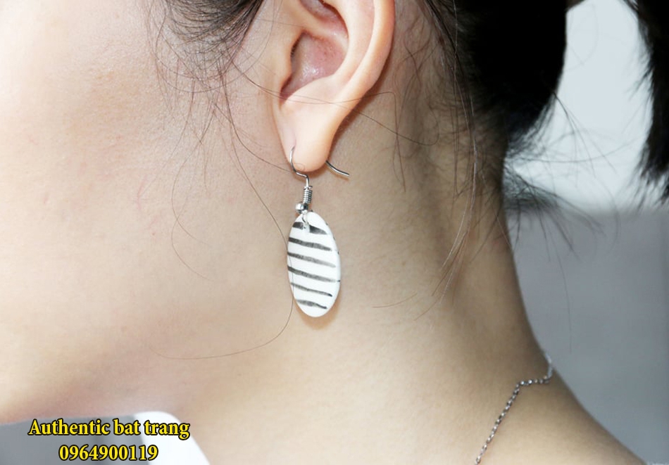 Ceramics earring - Khuyên tai tròn gốm sứ - sản phẩm thủ công đẹp và sang trọng sản xuất tại xưởng gốm sứ Authentic bat trang