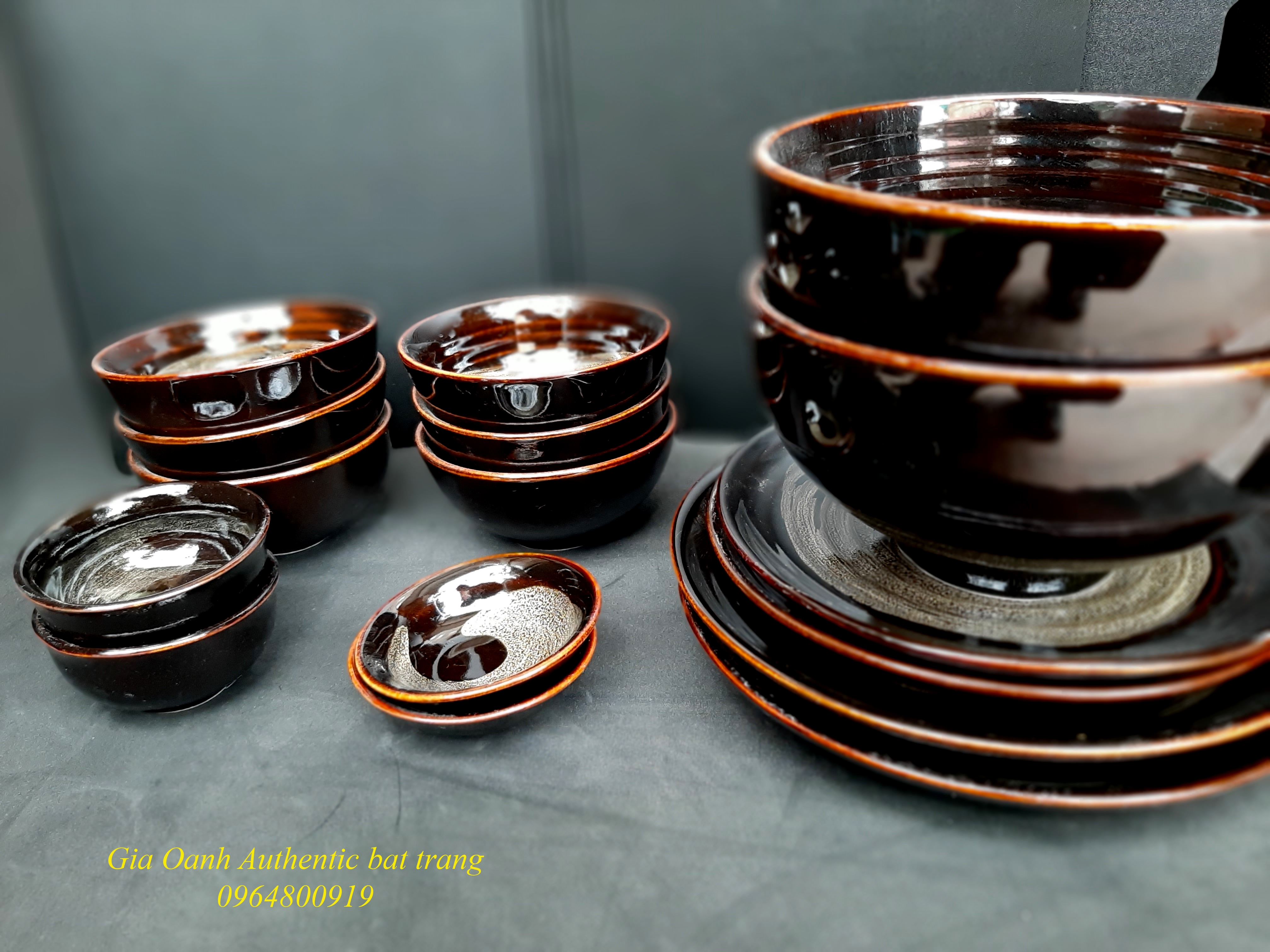 Bộ đồ ăn men bôi hỏa biến, đẳng cấp sản xuất tại xưởng gia oanh authentic bat trang