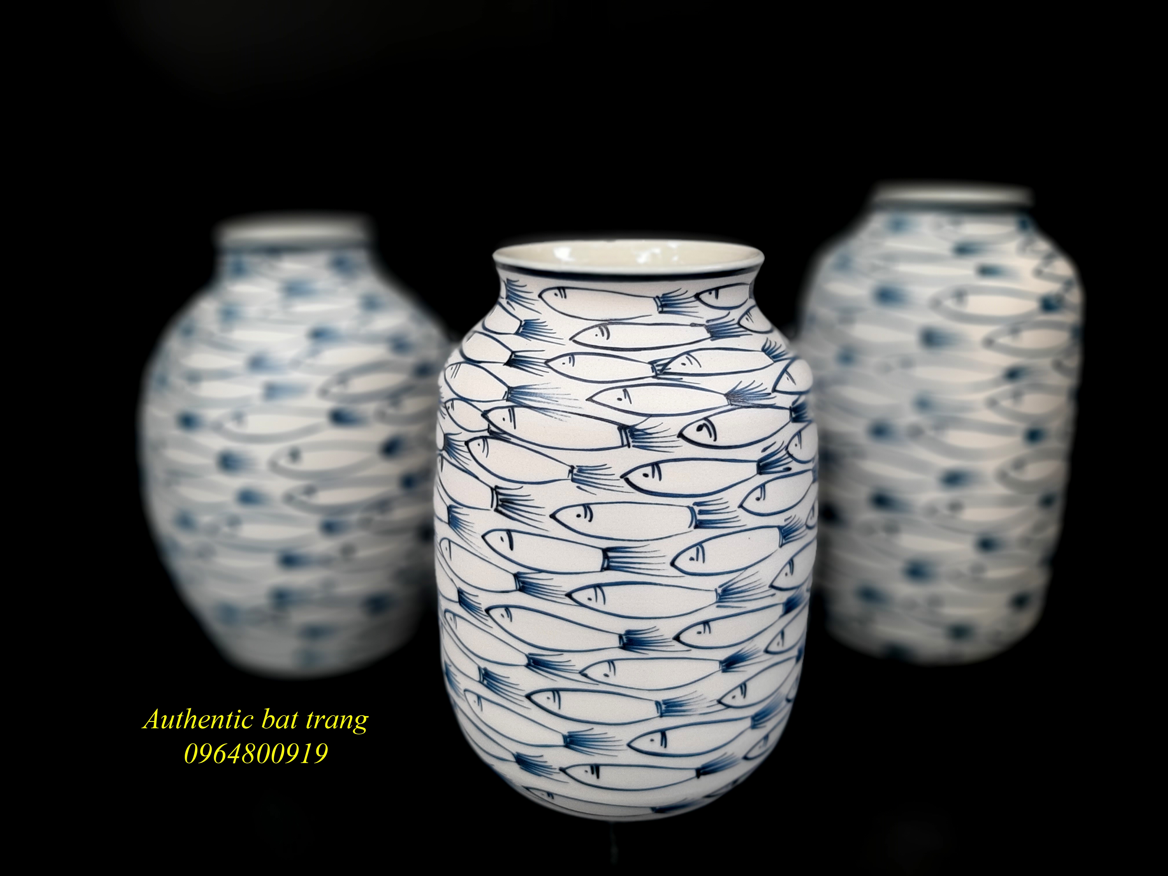 Fishes vases- bình cắm hoa vẽ cá sản phẩm thủ công bát tràng