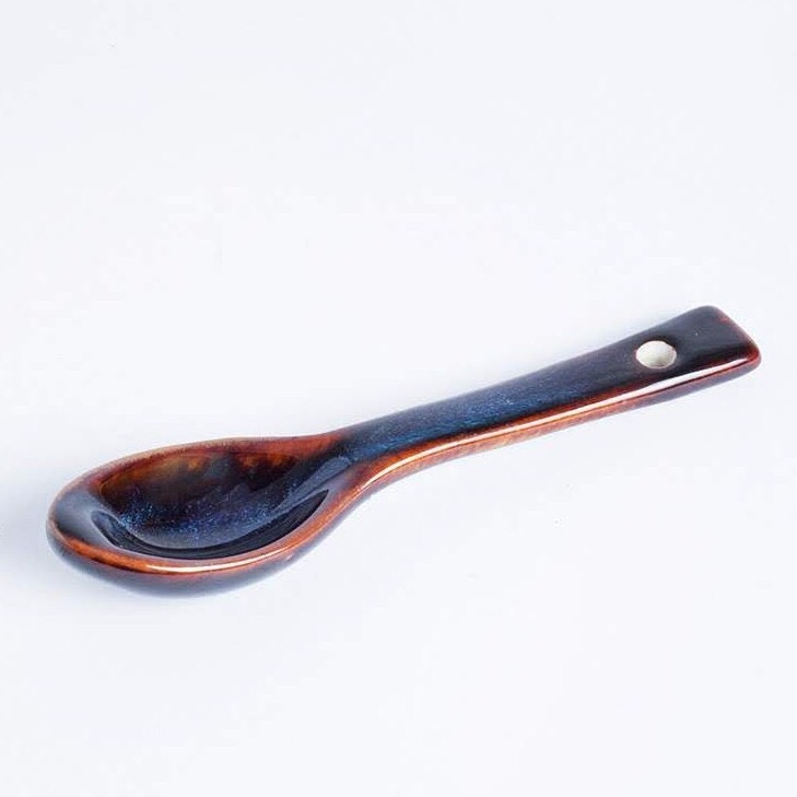 Coffee spoon - blue glaze - Produced in authentic bat Trang ceramics factory